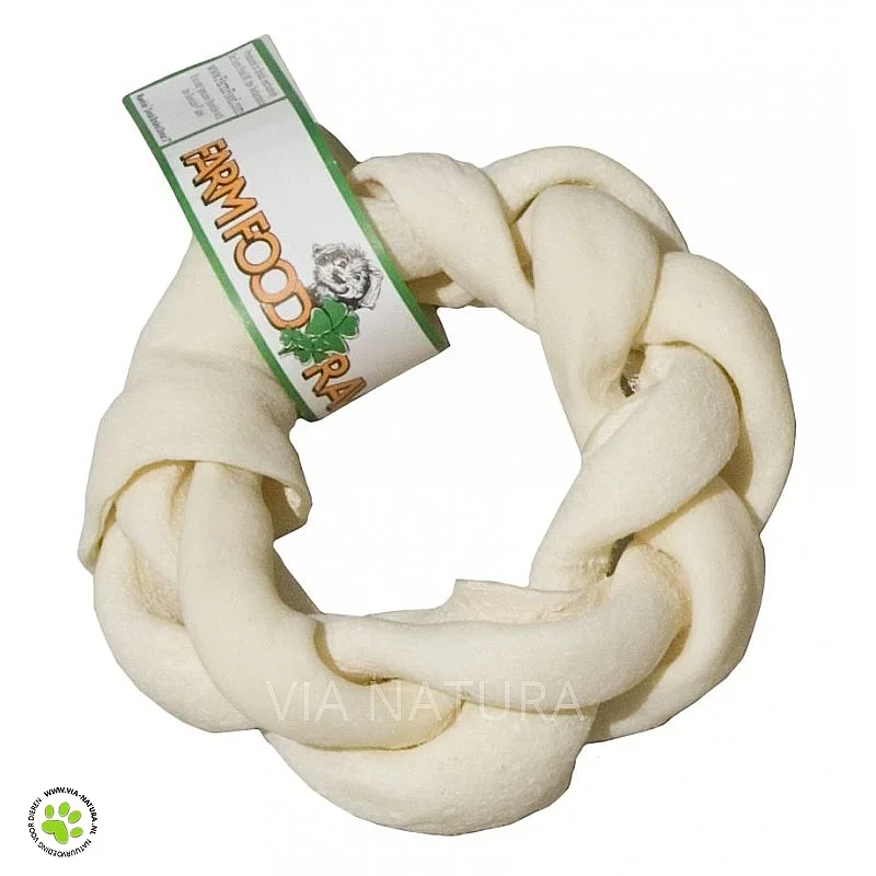 FARM FOOD RAWHIDE DENTAL BRAIDED DONUT L